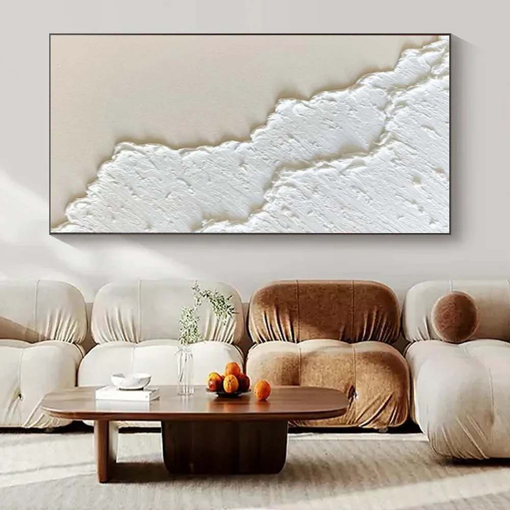 Format Hand-painted Living White Office Abstract Canvas Artwork 3EJKP